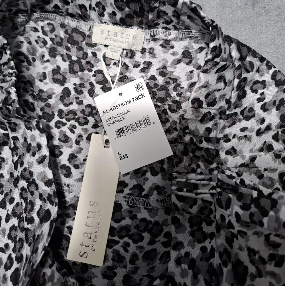 Status by Chenault Women Leopard Animal Print A-Line Slit Midi Skirt L Feminine - Picture 13 of 15